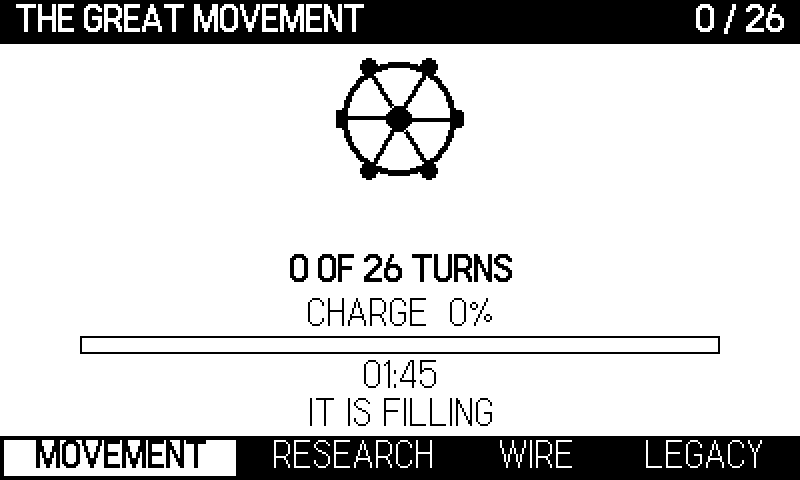 Act IV — the great movement. You take the crank back.