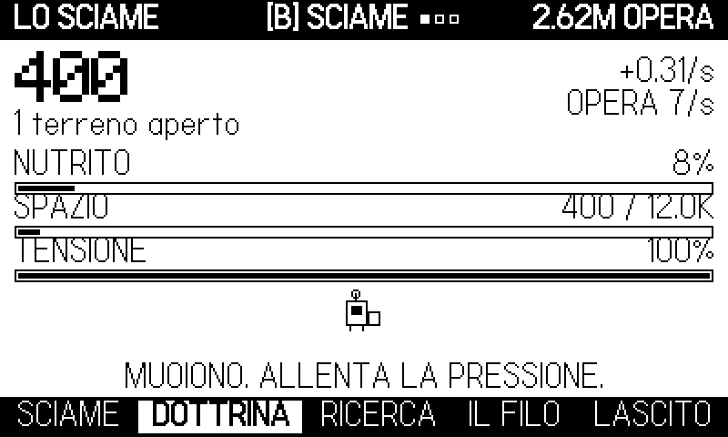 Uno sciame che supera i propri consumi crolla. È l'atto che si può perdere.