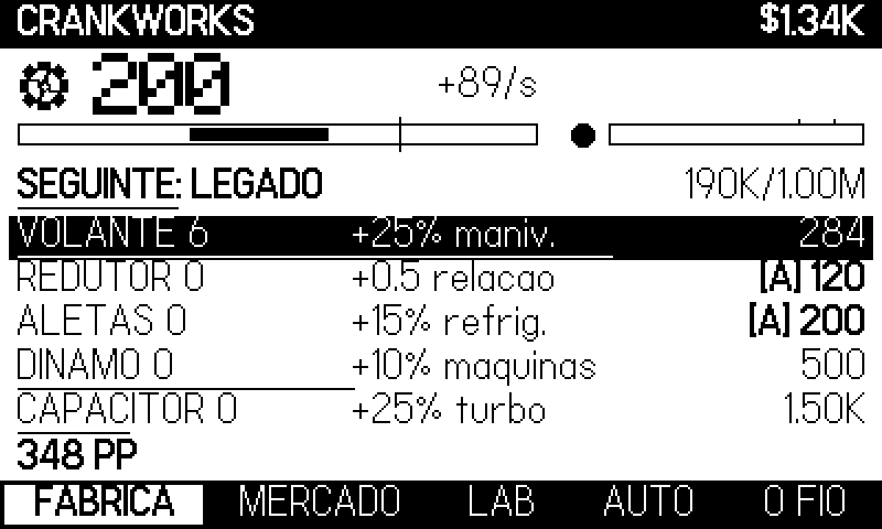 A fábrica. As máquinas à esquerda, o que custam à direita.